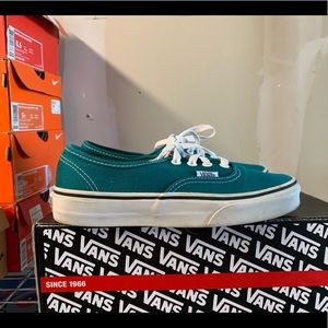 Deep lake blue vans, size seven in women’s
